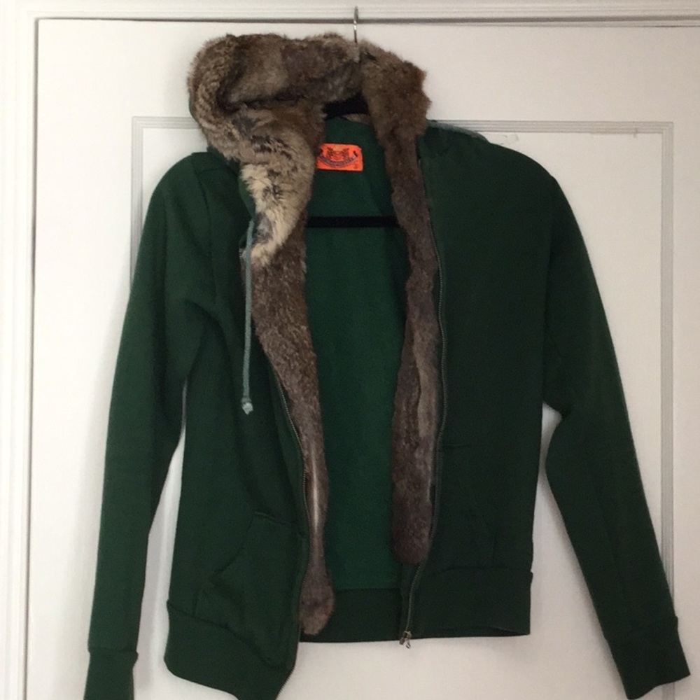 Juicy REAL FUR trimmed zip up hoodie
